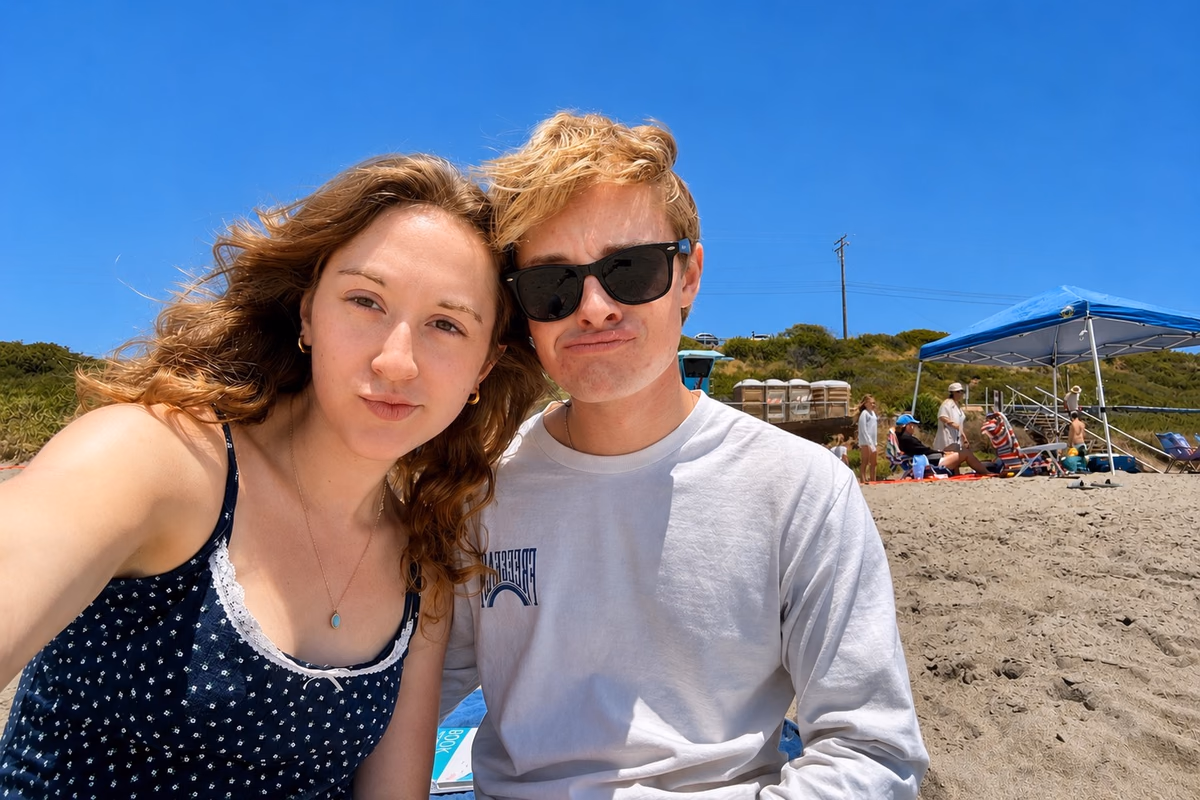 On the beach in California